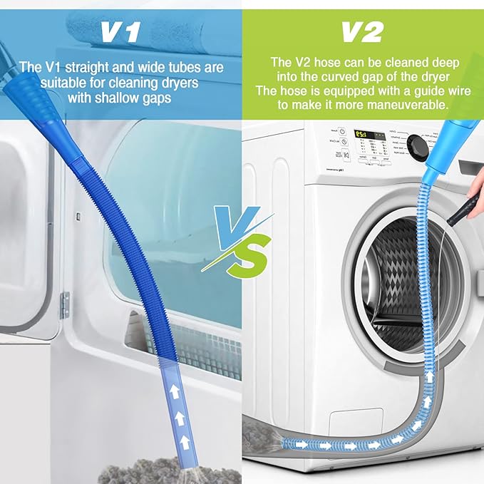 Sealegend 2 Pieces Dryer Vent Cleaner Kit, Dryer Lint Vacuum Attachment with Dryer Lint Remover Brush for Power Washer and Dryer Vent Vacuum Hose (Deep Blue)
