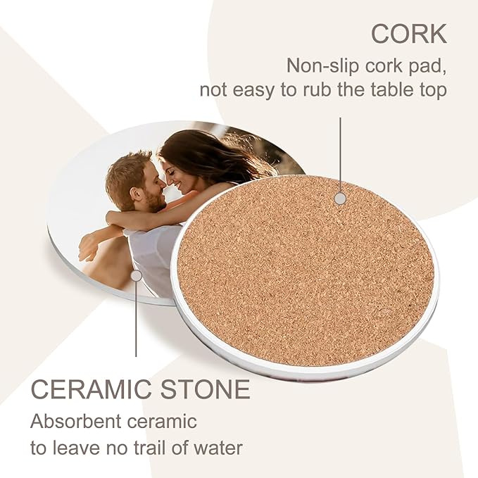 Custom Coasters, Personalized Ceramics Coaster for Crafts, Customized Absorbent Drink Coasters with Your Photo/Logo/Text, Cork Base for Home, Bars, Hallowmas