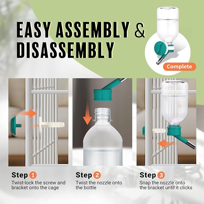 Choco Nose No-Drip Small Animal Water Bottle - Leak-Proof Patented Nozzle Helps Prevent Cage Mess & Wet Bedding - Hamster, Hedgehog, Mouse, Glider, Gerbil - BPA Free, Cage Mount, 10.2 fl oz (C125)