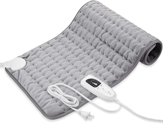 Deepsoon Heating Pad,Electric Heating Pads for Back,Neck,Abdomen,Moist Heating Pad for Shoulder,Knee,Arms,Legs,Dry/Moist Heat & Auto Shut Off,Christmas Gifts for Men and Women,Silver,24x12 Inch