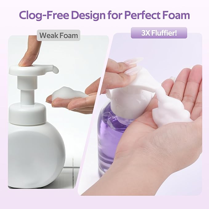 Foam Soap Refill with Dispenser Hand Wash Set, 12 Foaming Hand Soap Refills Tablets +1 Glass Foaming Dispenser +2 Microfiber Cloths, Make 96 fl oz - No Plastic, Cleansing & Moisturizing, Lavender