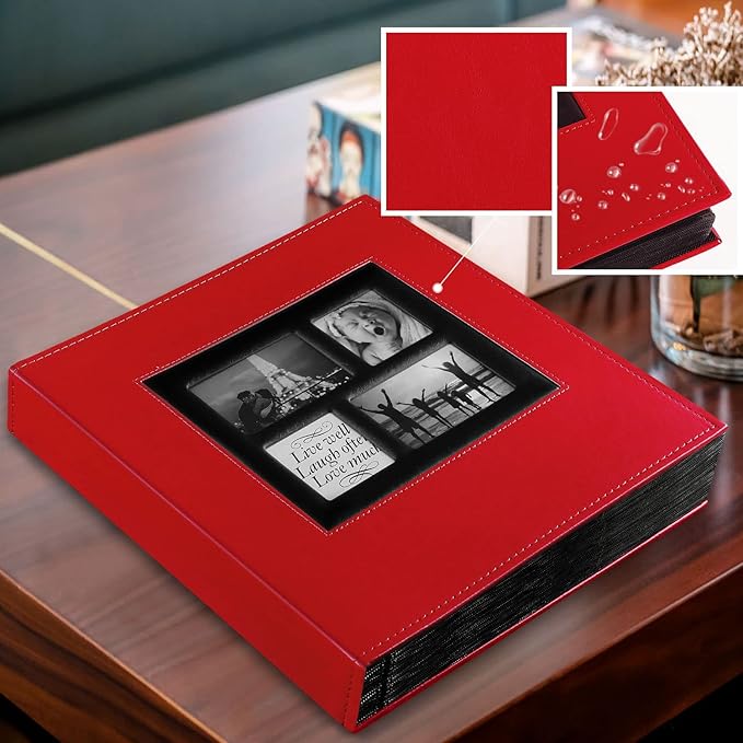 Ywlake Photo Album 4x6 500 Pockets Photos, Extra Large Capacity Family Wedding Picture Albums Holds 500 Horizontal and Vertical Photos Red