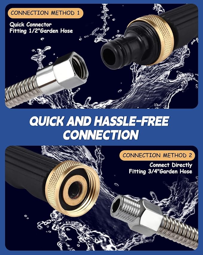 2026 Upgraded Jet Nozzle Power Washer for Garden Hose, Includes 2 High-Pressure Nozzles and Quick Connectors | Hydro Jet High Pressure Washer Tools