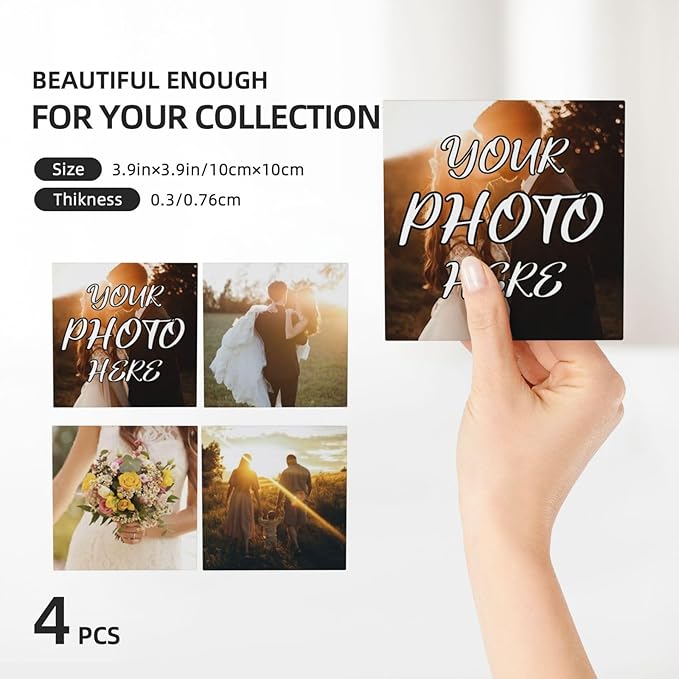 Custom Ceramic Coasters, Personalized Coasters with Photo Logo Text, Customized Cup Mat for Weddings, Bars, Coffee Table, Homes, Offices 4PCS