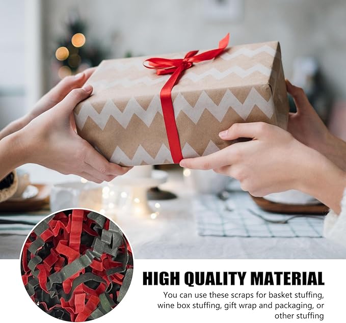ZEBMOON 2 LB Black Red Crinkle Cut Paper Shred Filler Great for Gift Wrapping, Basket Filling, Birthday, Wedding, Halloween, Thanksgiving, Christmas Day, New Year Party Decorations Filling Supplies