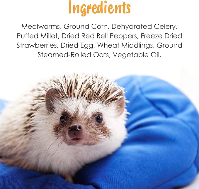 Sunseed Vita Prima Wigglers & Berries Hedgehog Treat - Mealworms for Hedgehogs - Small Animal Trail Mix Snack (Pack of 2)