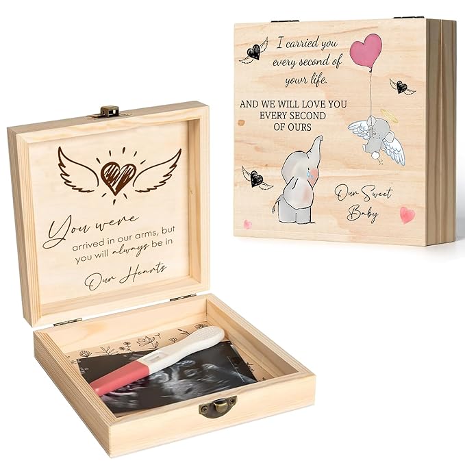 Miscarriage Keepsake Box-Miscarriage Gifts for Mothers Fathers Parents,Pregnancy/Infant Loss Sympathy Gift,Miscarriage Memorial,Wooden Memory Box,Bereavement Care Package
