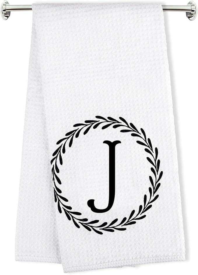 Monogrammed Hand Towels Name Ini-tial Letter J Kitchen Towels,Personalized Gifts for Women Wife Mom,Monogram Dish Towel Decorative Tea Towel 17x23 Inch,for Kitchen Bathroom