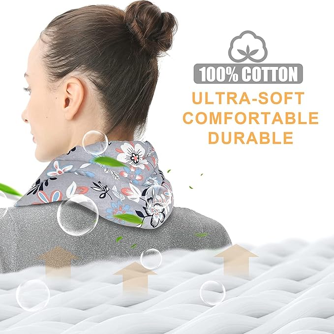 UNCN Long Wide Heating pad for Neck and Shoulders Back 33 * 5.9" microwavable Large Moist Heat Pack Warm hot Compress Neck wrap Weighted Bag Massage Reusable Herbal Nature Calming Portable Cotton
