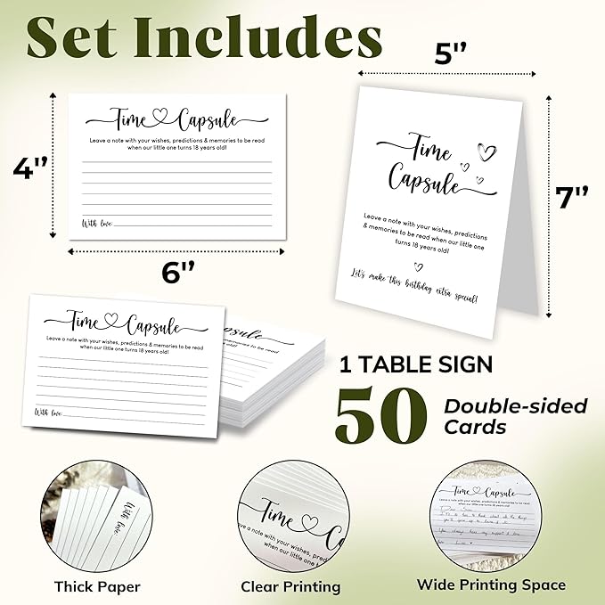 Baby Time Capsule Cards 1st Birthday Party Activities - First Birthday Party Games Ideas, Advice And Wishes Cards Keepsake Gifts Baby Shower Games For Girl Boys