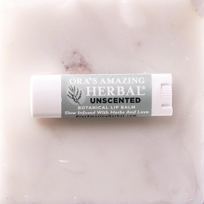 Unscented Lip Balm, Herbal Healing Lip Balm, Balm for Perioral Dermatitis, Very Dry Lips, Natural Fragrance Free Beeswax (Unscented Pack of 3)