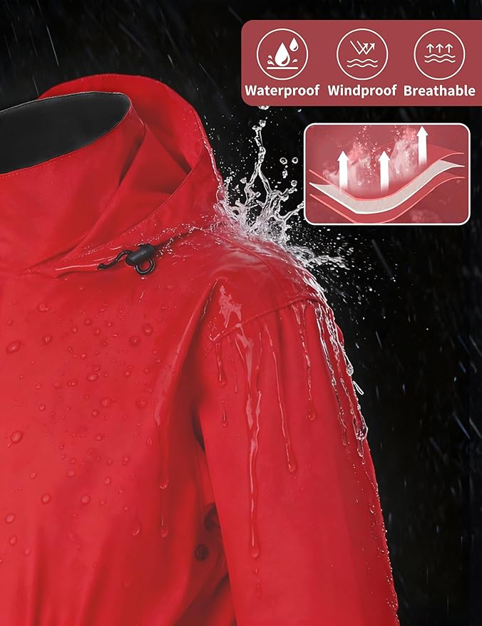 Rain Suit for Women Waterproof Hooded Rain Gear Rain Jacket and Pants 2 Piece Breathable Rain Coat Outdoor
