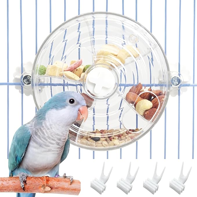 BNOSDM Bird Foraging Toy Creative Feeder Systems with Seed Food Rotating Wheel for Enrichment & Training Parrot Puzzle Toys Ideal for Small and Medium Cockatiel Parakeet ConureWhite