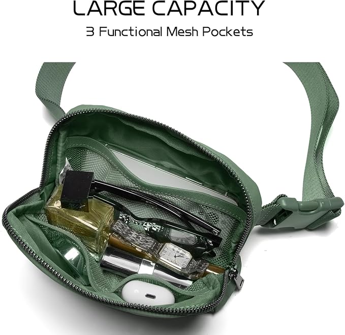 Belt Bag for Women Fanny Pack Crossbody Bags for Women Fashion Waist Packs with Adjustable Strap Gifts for Teenage Girls Women Men (Green)