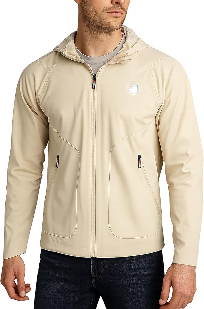 CANADA WEATHER GEAR Mens Softshell Jacket - Lightweight Water Resistant Windbreaker Jacket for Men with Reflective Neck Tape