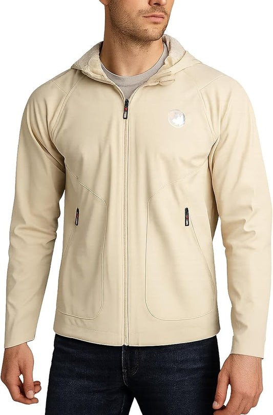 CANADA WEATHER GEAR Mens Softshell Jacket - Lightweight Water Resistant Windbreaker Jacket for Men with Reflective Neck Tape
