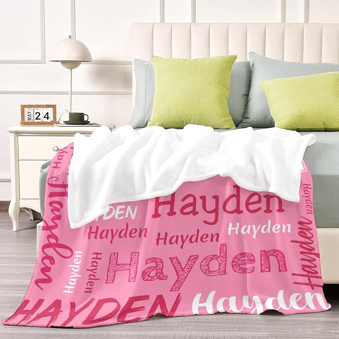 Custom Initial Baby Name Blanket - Personalized Throw Blanket for Babies Kids Adults