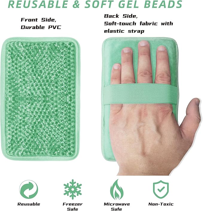 Gel Ice Pack Ice Bag with Strap-Reusable Hot & Cold Pack Compress Therapy for Pain, Swelling,Injuries of Knee, Shoulder, Foot, Back, Ankle, Neck, Hip, Elbow,Wisdom Tooth (1 pcs.Green)