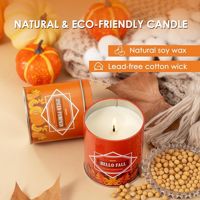 Apple Pie Fall Scented Candle – 9 oz Soy Wax in Travel-Friendly Reusable Tin, Non-Toxic & Clean Burning, 50-Hour Burn – Cozy Autumn Fragrance, Holiday Gift & Fall Decor for Women & Men