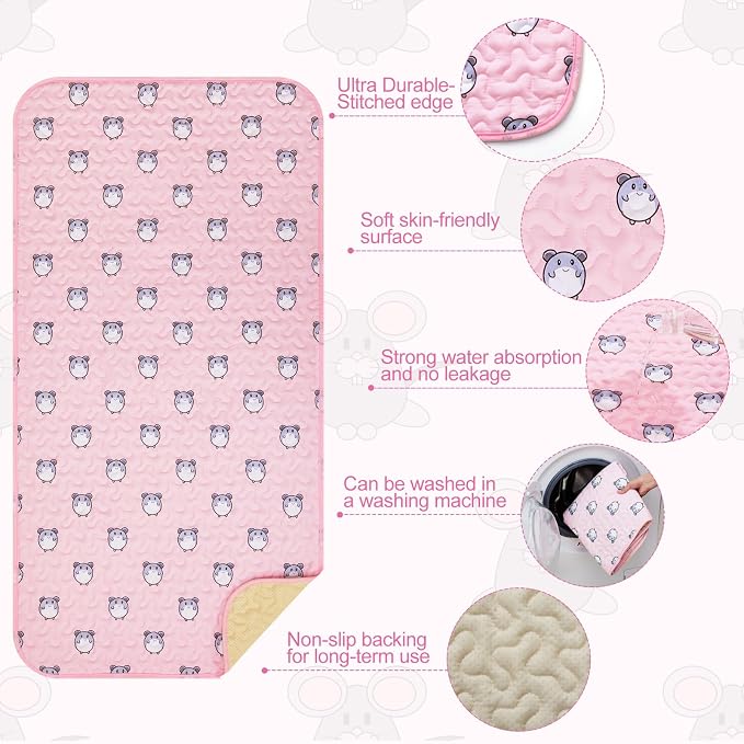 Huhumy 2 Pcs 47 x 24 Inch Guinea Pig Washable Cage Liners Reusable Mat Non Slip Absorbent Guinea Pig Pads for Small Animals Bedding Hamster Rabbit Rat(Vivid Style)