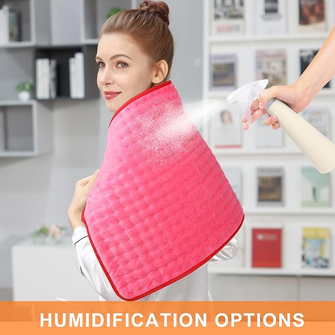 Deepsoon Heating Pad,Electric Heating Pads for Back,Neck,Abdomen,Moist Heating Pad for Shoulder,Knee,Arms,Legs,Dry/Moist Heat & Auto Shut Off,Christmas Gifts for Men and Women,Fuchsia,33x17 Inch