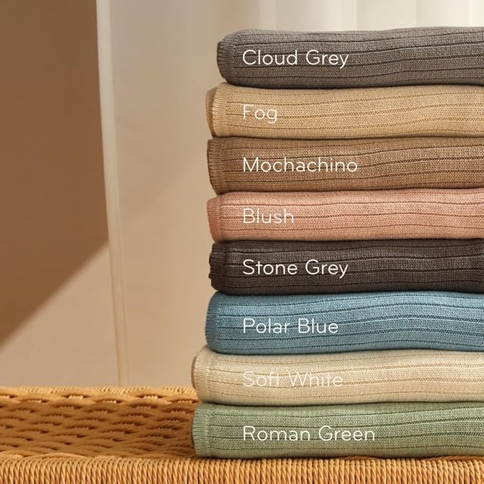 Knitted Organic Cotton Baby Blanket- Swaddle Blanket, 30" x 40" Soft Receiving Blanket for Newborn 2-Pack (Fog/Mochachino)