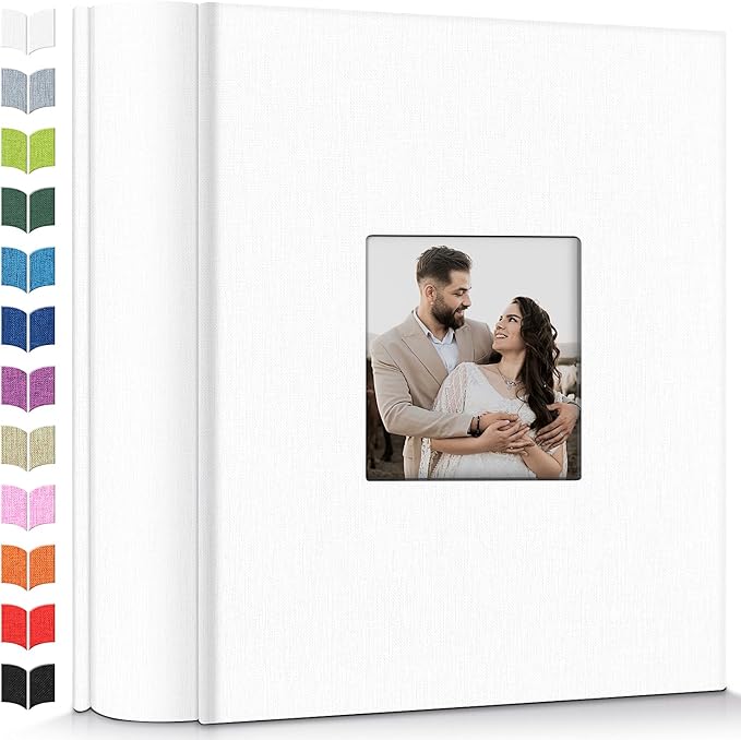 Photo Album 4x6 with 1000 Pockets,Slip-in Picture Albums,Linen Cover Memory Book with Front Window,White Page Vertical Photo Book for Wedding,Family,Anniversare,Baby,Vacation