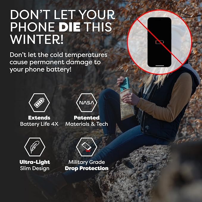 PHOOZY Apollo Thermal Phone Case | Insulated Phone Pouch Extends Battery Life 3X in Freezing Weather | Cold Resistant Drop Protection | Military Grade Water Resistant | Large | Gold
