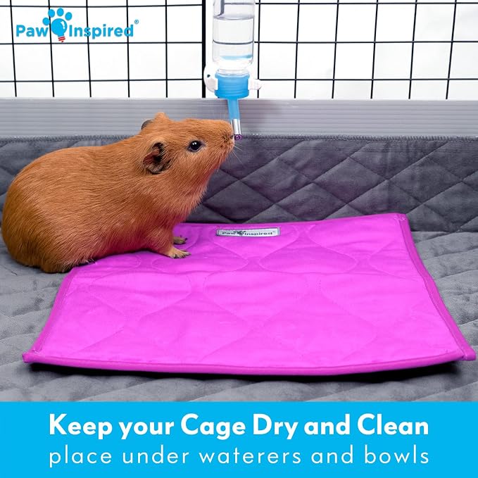 Paw Inspired Washable Fleece Guinea Pig Cage Liner Pads,12x12 Inch, Blue | Corner Mat, Pee Pad, Super Absorbent Bedding, Waterproof Bottom, Guinea Pigs, Ferrets, Rabbits, Hamsters, Small Animals