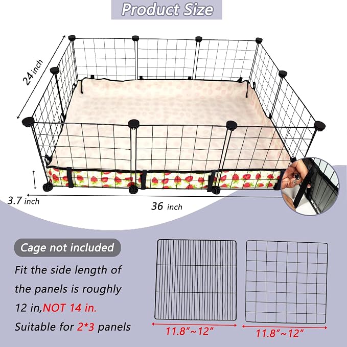 Guinea Pig Cage Liner，Washable Waterproof Oxford Cloth Cage Liners for Small Animals,Hamster Chinchilla Hedgehog Rabbit and Other Small Animals Not Include Cage(24x36 inches)