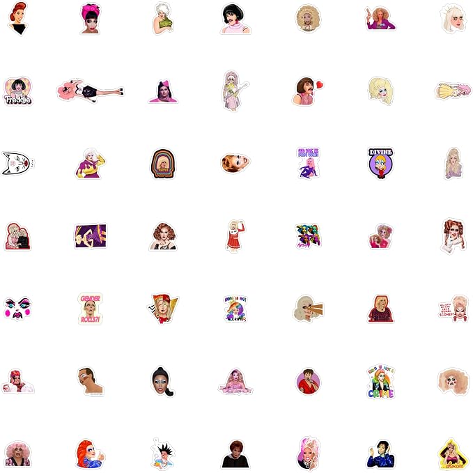100Pcs Drag Queen Stickers for Water Bottle and Laptop - Pride Party Supplies, Decorations & Gifts, Waterproof Vinyl Decals, Gifts for Women & Men