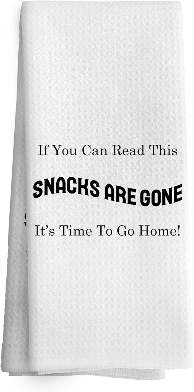 Funny Snacks Kitchen Towels Decor, Hostess Gift Dish Towel 16x24 Inches, Funny Dish Towels with Sayings Decorative Absorbent Dishcloths Tea Towels for Kitchen Decor