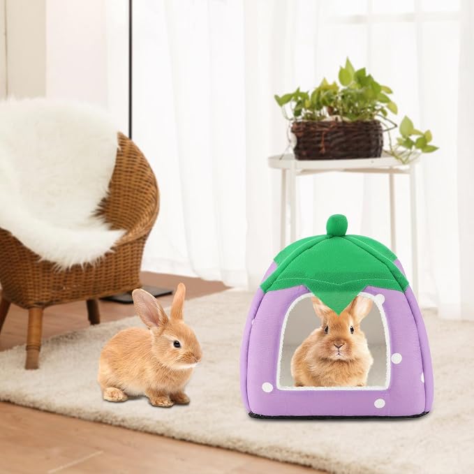 BWOGUE Guinea Pig Bed Hideout, Washable Hamster Cave for Small Animals | Removable Cushion for Cleaning, Warm Fleece Nest, Washable Bed, 10 x 9.8 x 9 in, Dwarf Rabbits Hedgehogs