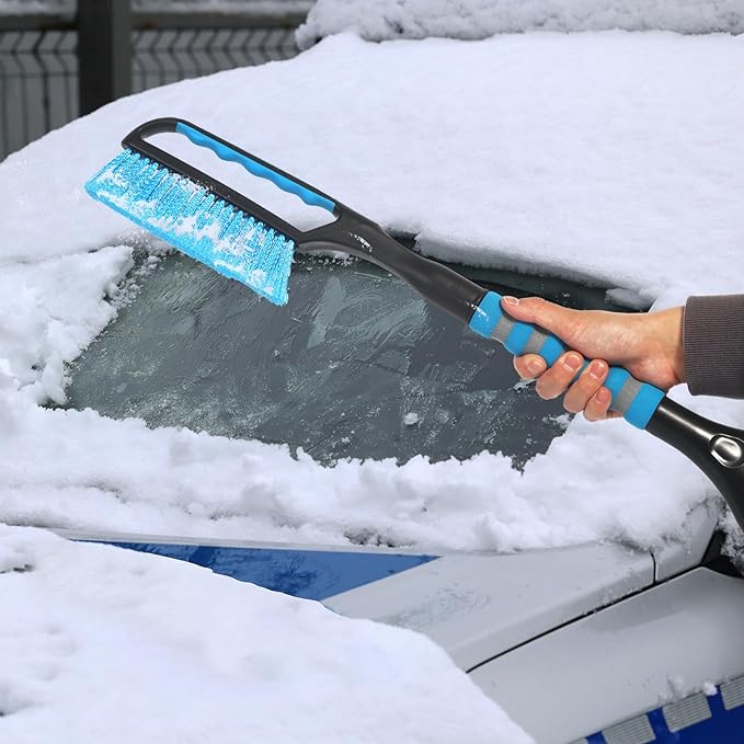 Snow Brush and Ice Scraper for Car Windshield,26.4" Window Scraper Deicer for Car SUV and Truck,Ice Scrapers and Brushes 2 in 1,Winter Car Automotive Exterior Accessories(1Pack Blue)
