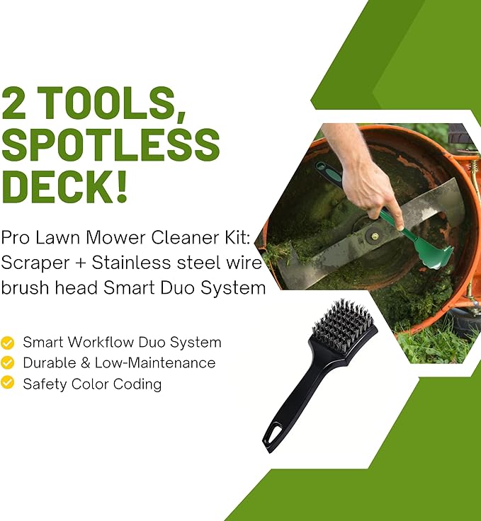 Heavy-Duty Lawn Mower Cleaning Scraper and Cleaning Stiff Brush are Used for the Maintenance and Cleaning of Outdoor Garden Lawn Mower Decks. (1 Pack)