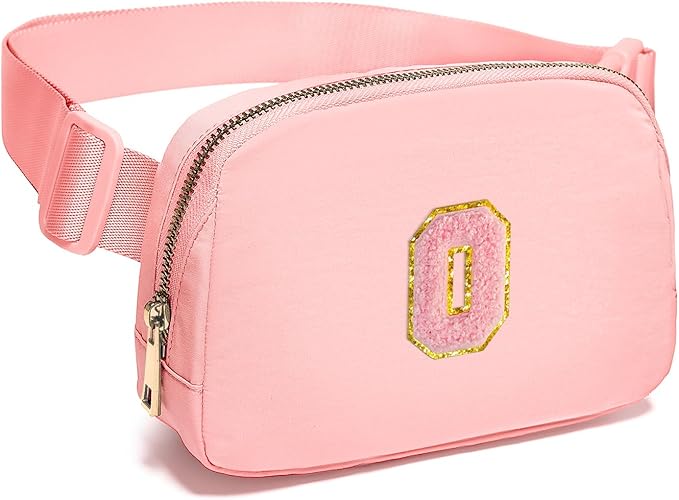 Gitus Customizable Gifts for Girls Age 6-8 8-10 Belt Bag Fanny Pack with Initial for Girls Birthday Gifts for Teenager Girls Teen Girl Gifts Trendy Stuff （Light Pink-O）
