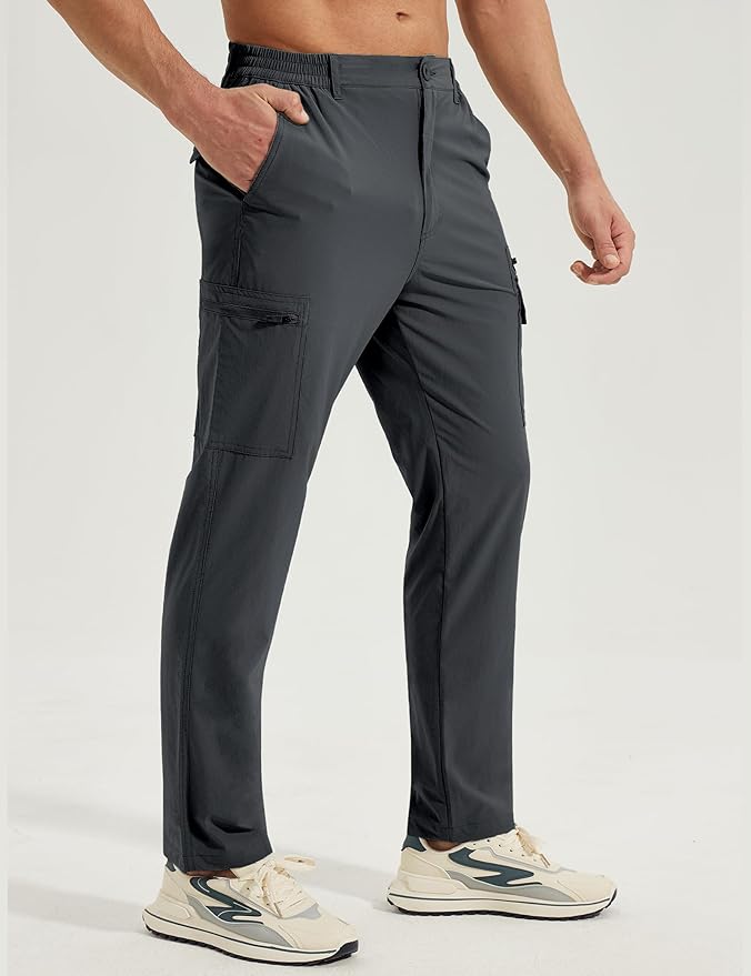 MOURCE Hiking Pants Men Lightweight Quick-Dry - Water Resistant Stretch Travel Pants with 7 Pockets for Outdoor Fishing