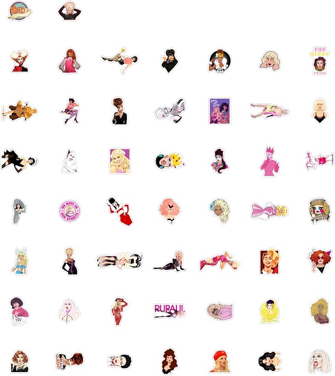100Pcs Drag Queen Stickers for Water Bottle and Laptop - Pride Party Supplies, Decorations & Gifts, Waterproof Vinyl Decals, Gifts for Women & Men