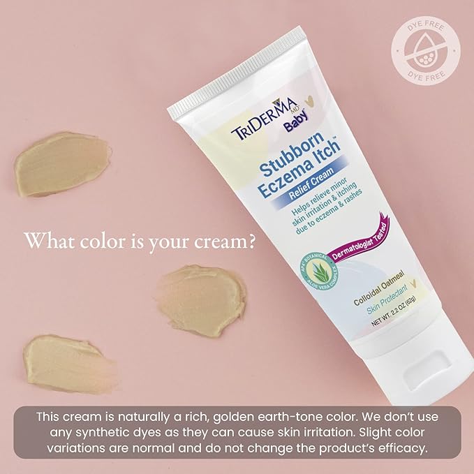 TriDerma Baby Stubborn Eczema Itch Relief Cream Soothing for Sensitive Skin 2.2 Ounces