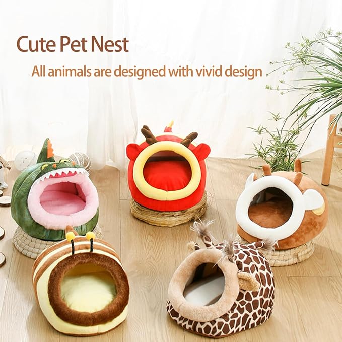 EAEDMY Guinea Pig Bed House & Hideout for Rat Bearded Dragon Hedgehog Ferret to Sleep and Hide, Guinea Pig Cage Accessories Habitat Décor (X-Large, 1.Sika Deer)