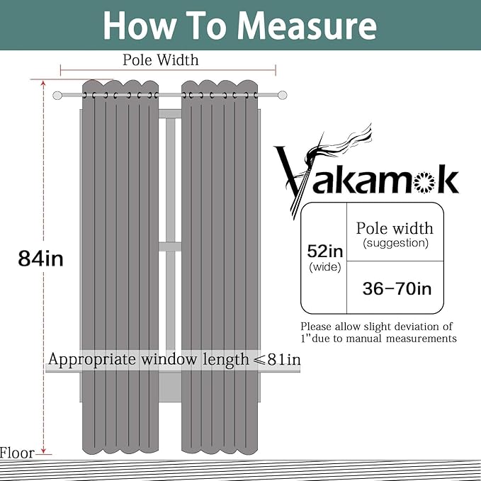 Yakamok Dove Grey 100% Blackout Curtains, Thermal Insulated Total Blackout Drapes for Bedroom, Heat Blocking Window Curtains for Living Room(52Wx84L, 2 Panels)