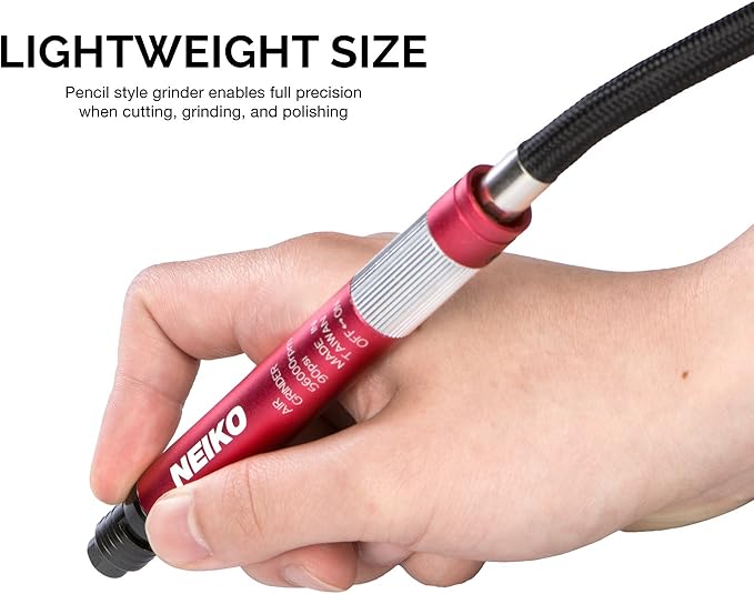 NEIKO 10649A Micro Air Die Grinder | 1/8" (3mm) Capacity | Pencil Type | 54,000 RPM | For Cleaning Dies, Rotors, Backing Plates, Brake Pads, Mounts, Etc.
