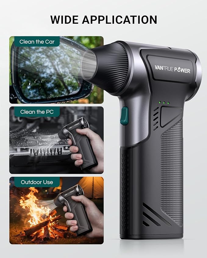 T150 Compressed Air Duster, 110000RPM Cordless Electric Air Duster, 3-Gear Mini Handheld Cordless Blower with Fast Charging, Portable Air Blower for PC, Car, Outdoor, Keyboard Cleaning