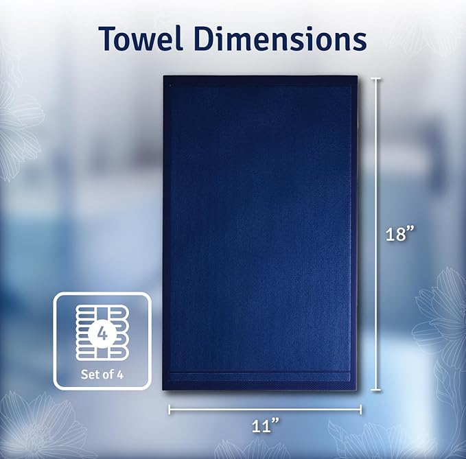 Creative Scents Navy Blue Monogrammed Towels with Initials - 4 Pack Super Absorbent Bathroom Fingertip Cotton Towel with Soft Velour Finish - Personalized Gifts for Freinds & Family 11"x18" Initial G