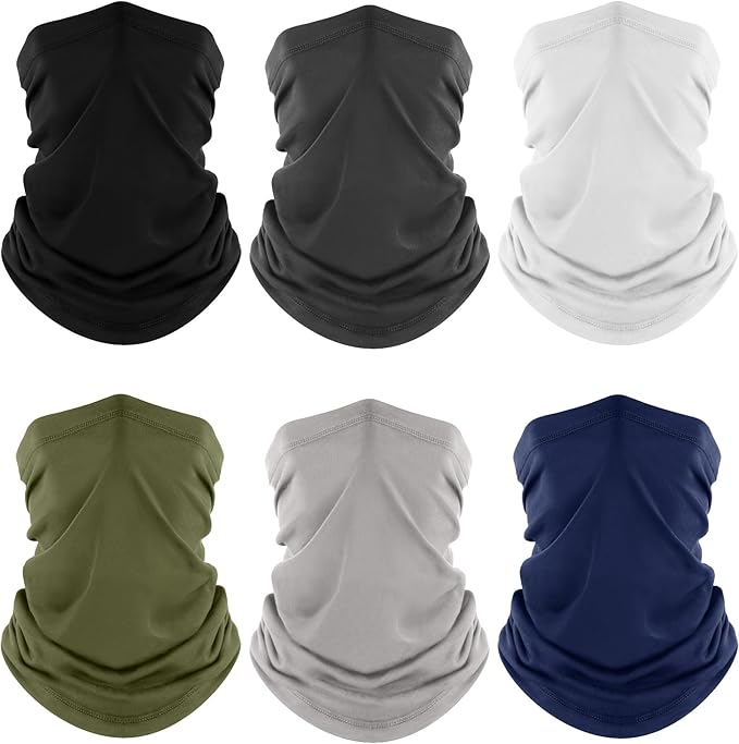 Fuinloth Neck Gaiter, 6 Pack Cooling UV Protection Bandana Face Mask Gator Scarf for Men Women