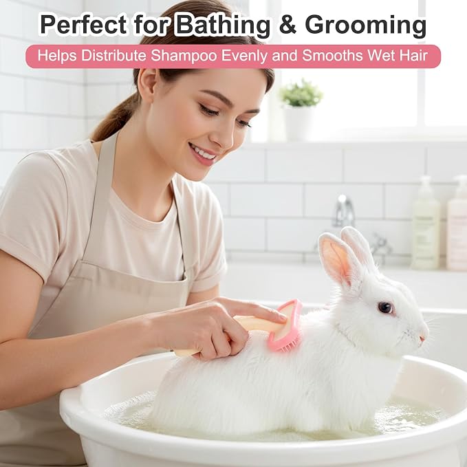 2Pcs Rabbit Brush, Bunny Brush for Grooming, Rabbit Grooming Brushes Kit for Small Pets, Cats, Dogs, Kittens