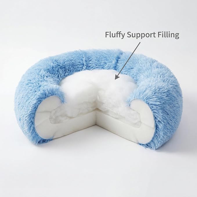Guinea Pig Bed for Small Animal for Dwarf Rabbits/Hamster/Hedgehog/Ferrets | 11.8 Inch Small Animal Beds Washable，Hideout Soft & Comfortable Donut Bed,Blue and White