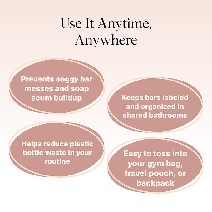 Kitsch Bar Soap Saver Bag – Patented Mesh Bag Soap Holder for Shampoo and Conditioner Bars - Extends Use & Prevents Soggy Mess - Recycled Mesh Beauty Pouch, Eco-Friendly – Blush