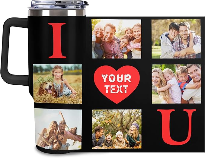 Personalized Tumbler Custom Insulated Travel Mug Custom Drinking Coffee Cup with Photos and Text 40oz Christmas Birthday Gift
