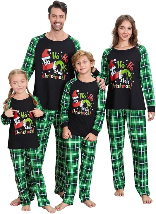 Christmas Family Pajamas Set Matching Holiday Plaid Sleepwear Set Reindeer/Tree Print Loungewear for Xmas Eve